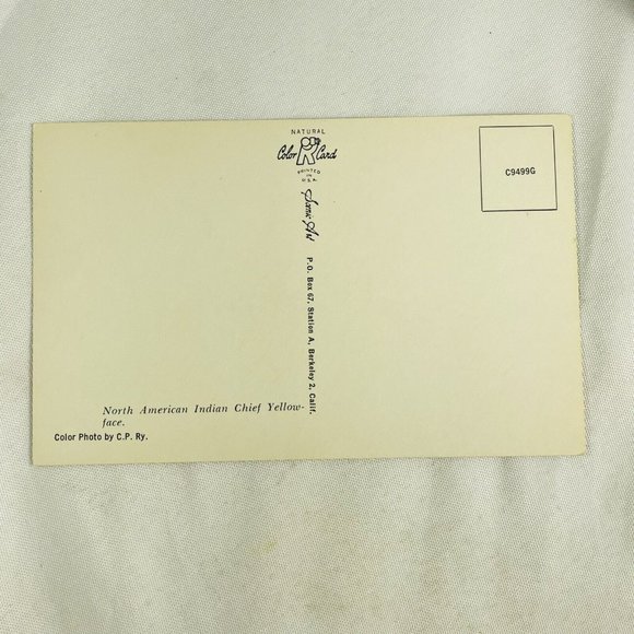 Cree Native American Chief Yellowface Vintage Unused Chrome Postcard Color Card - Picture 5 of 9